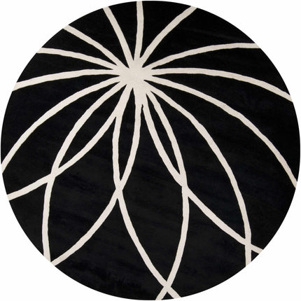 Davison Black Geometric Wool Carpet - Promo Rugs TriadCommerceInc 8' Round
