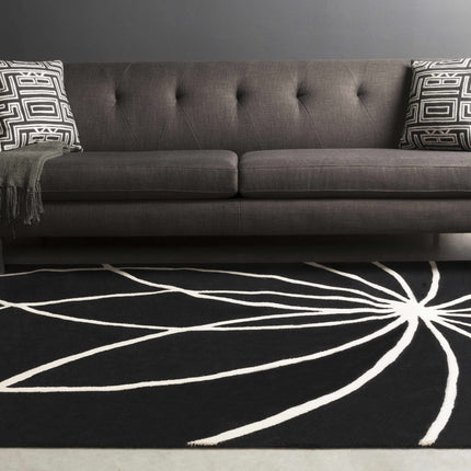 Davison Black Geometric Wool Carpet - Promo Rugs TriadCommerceInc