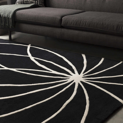 Davison Black Geometric Wool Carpet - Promo Rugs TriadCommerceInc