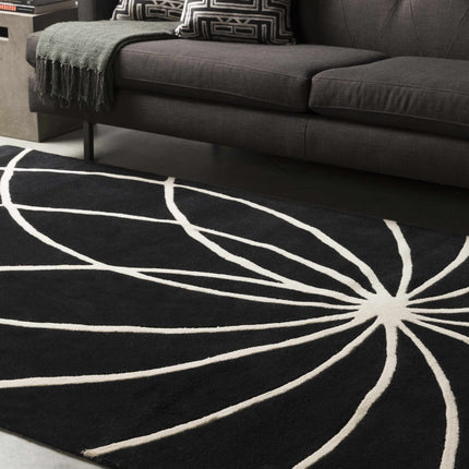 Davison Black Geometric Wool Carpet - Promo Rugs TriadCommerceInc