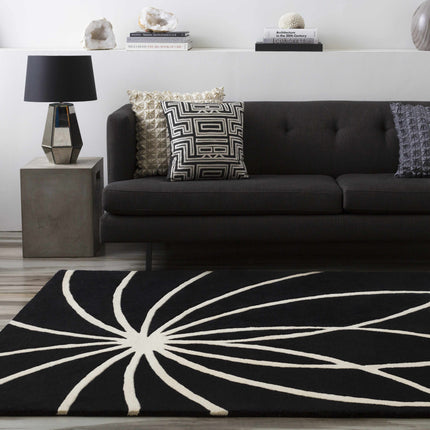 Davison Black Geometric Wool Carpet - Promo Rugs TriadCommerceInc