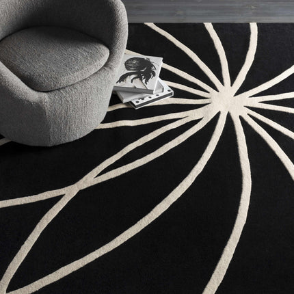 Davison Black Geometric Wool Carpet - Promo Rugs TriadCommerceInc