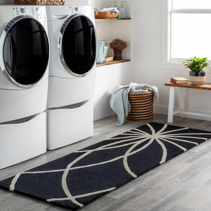 Davison Black Geometric Wool Carpet - Promo Rugs TriadCommerceInc