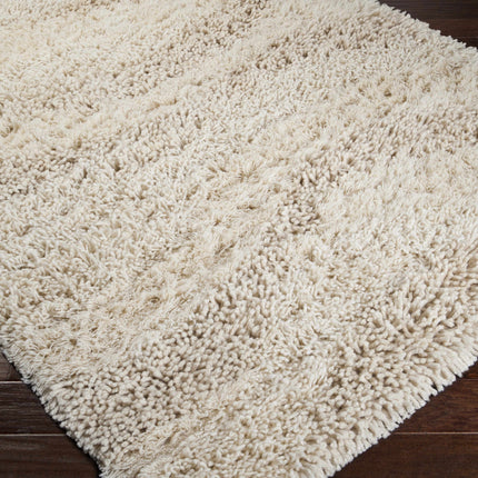 Kettering Solid Cream Wool Shag Rug Rugs TriadCommerceInc