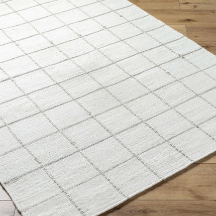 Nissa White Gray Checkered Wool Rug Rugs TriadCommerceInc