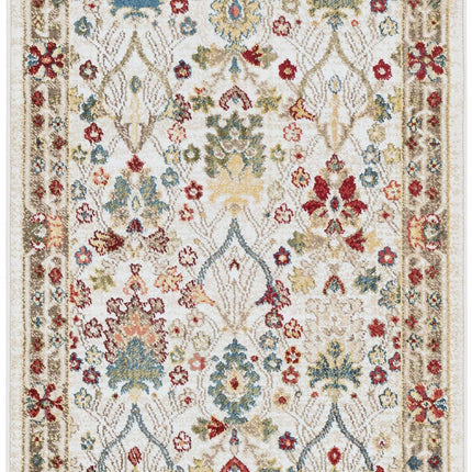 Neola White/Brown Damask Area Rug Rugs TriadCommerceInc 2'6" x 7'10" Runner