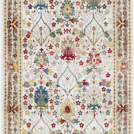 Neola White/Brown Damask Area Rug Rugs TriadCommerceInc 5'1" x 7'5" Rectangle