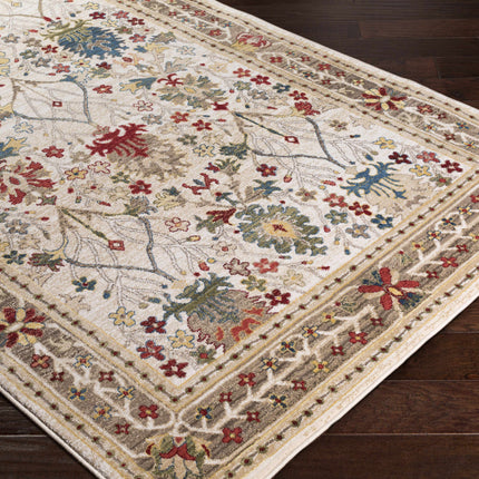 Neola White/Brown Damask Area Rug Rugs TriadCommerceInc