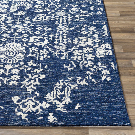 Poole Navy Wool Area Carpet Rugs TriadCommerceInc