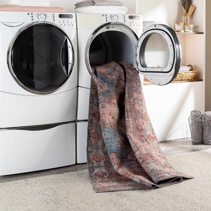 Baltinglass Rust & Blue Washable Area Rug - Clearance Rugs TriadCommerceInc