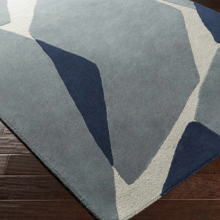 Robbins Modern Blue Wool Rug Rugs TriadCommerceInc