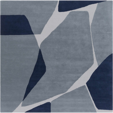 Robbins Modern Blue Wool Rug Rugs TriadCommerceInc 8' Square