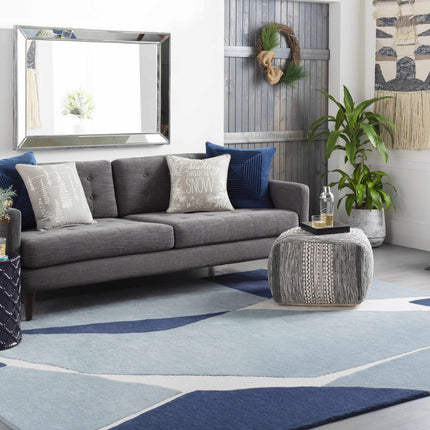 Robbins Modern Blue Wool Rug Rugs TriadCommerceInc