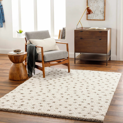 Chaia Dotted Cream & Gray Plush Rug Rugs TriadCommerceInc