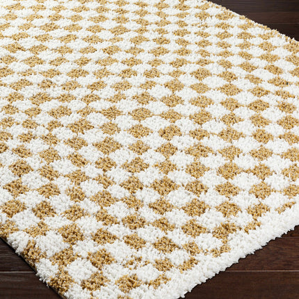 Kieu Mustard & Ivory Checkered Area Rug Rugs TriadCommerceInc
