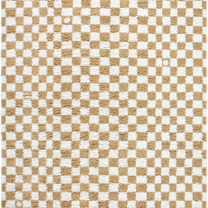 Kieu Mustard & Ivory Checkered Area Rug