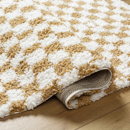 Kieu Mustard & Ivory Checkered Area Rug Rugs TriadCommerceInc
