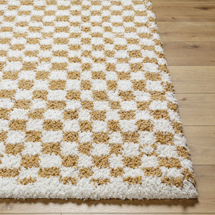 Kieu Mustard & Ivory Checkered Area Rug Rugs TriadCommerceInc