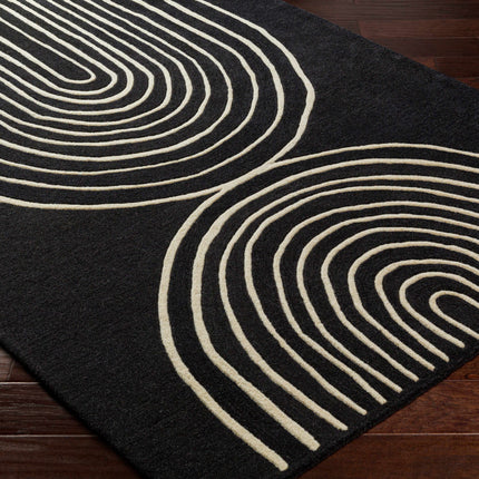 Fuat Black Wool Rug Rugs TriadCommerceInc