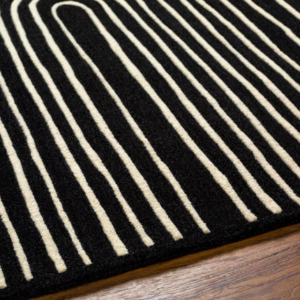 Fuat Black Wool Rug Rugs TriadCommerceInc