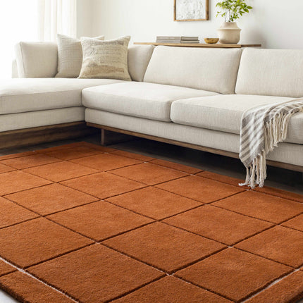 Siarl Burnt Orange Checkered Area Rug Rugs TriadCommerceInc 5' x 7'6" Rectangle