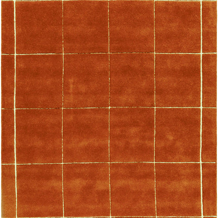 Siarl Burnt Orange Checkered Area Rug Rugs TriadCommerceInc