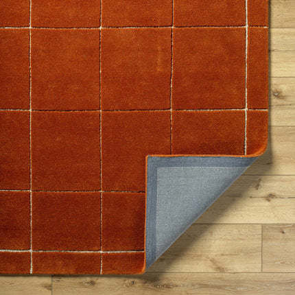 Siarl Burnt Orange Checkered Area Rug Rugs TriadCommerceInc
