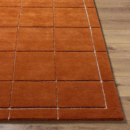 Siarl Burnt Orange Checkered Area Rug Rugs TriadCommerceInc