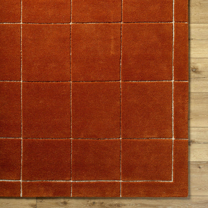Siarl Burnt Orange Checkered Area Rug Rugs TriadCommerceInc