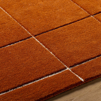 Siarl Burnt Orange Checkered Area Rug Rugs TriadCommerceInc