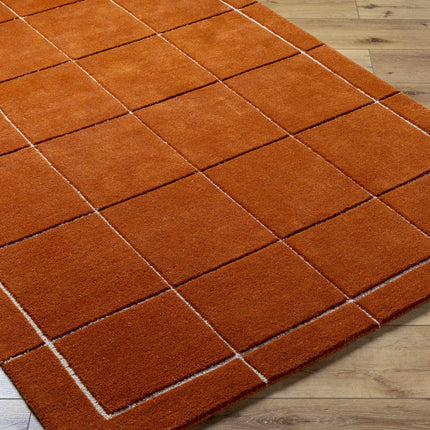 Siarl Burnt Orange Checkered Area Rug Rugs TriadCommerceInc