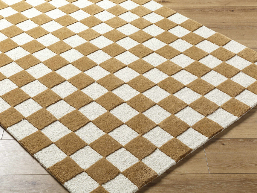 Timin Camel Checkered Area Rug Rugs TriadCommerceInc