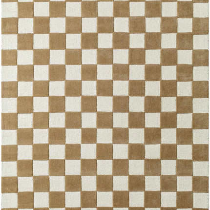 Timin Brown Checkered Wool Area Carpet Rugs TriadCommerceInc 5' x 7'6" Rectangle