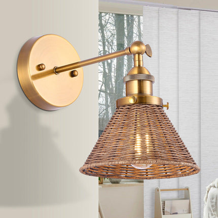 1-Light Wall sconce with Rattan Shade TriadCommerceInc