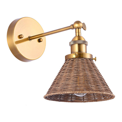 1-Light Wall sconce with Rattan Shade TriadCommerceInc Golden