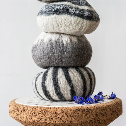 Grey Ombre Hand-Felted Wool Decorative Ukhamba Bowl All Products TriadCommerceInc