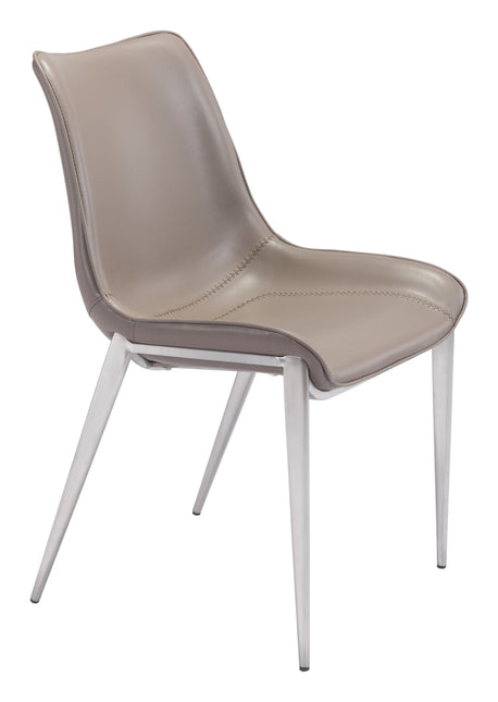 Magnus Dining Chair (Set of 2) Brown & Silver Chairs TriadCommerceInc Default Title  