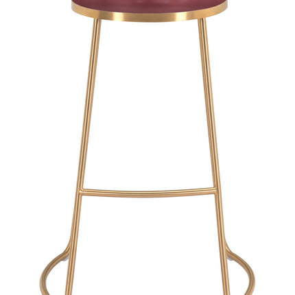 Bree Barstool (Set of 2) Burgundy & Gold Barstools TriadCommerceInc   