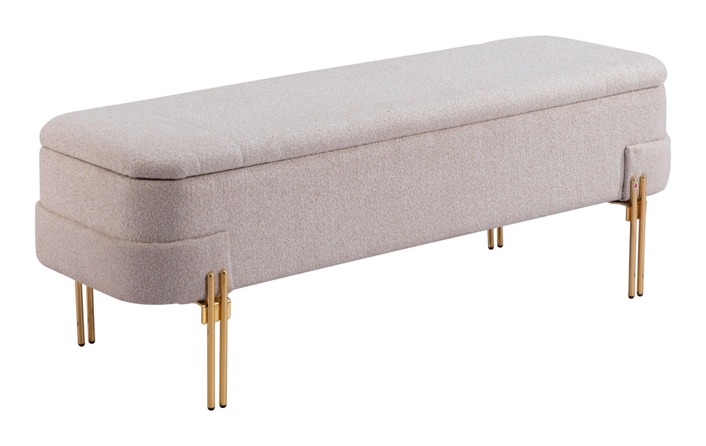 Lebreton Storage Bench Oatmeal Beige Benches TriadCommerceInc Default Title  