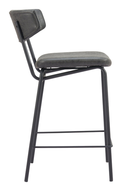 Charon Counter Stool (Set of 2) Vintage Black Counter Stools TriadCommerceInc   
