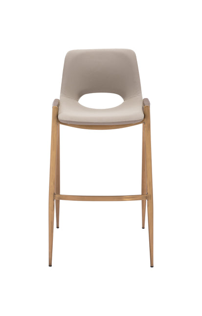 Desi Barstool (Set of 2) Beige & Gold Barstools TriadCommerceInc   