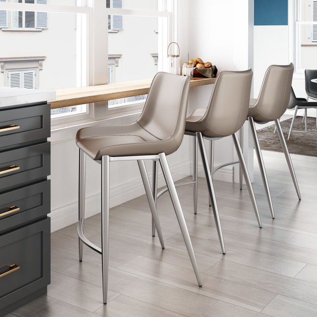 Magnus Counter Stool (Set of 2) Brown & Silver Counter Stools TriadCommerceInc   
