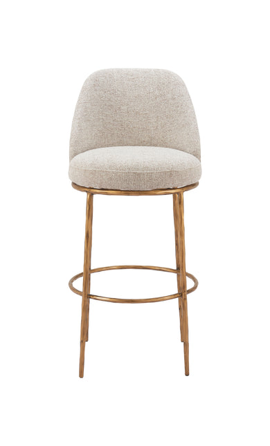 Nordhavn Swivel Barstool Beige & Gold Barstools TriadCommerceInc   