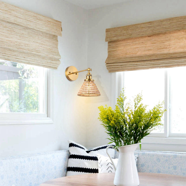 1-Light Modern Golden Wall Scone Light with Wooden Beads Home Decor > Lighting > Wall Lighting > Wall Sconces TriadCommerceInc