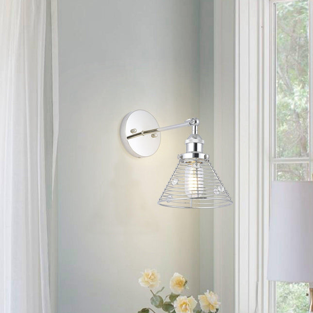 1-Light Modern Silver Wall Scone Light for Bedroom Home Decor > Lighting > Wall Lighting > Wall Sconces TriadCommerceInc