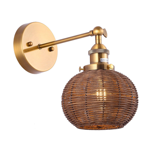 1-Light Traditional Rattan Wall Sconce Home Decor > Lighting > Wall Lighting > Wall Sconces TriadCommerceInc Golden Only Ship to Canada