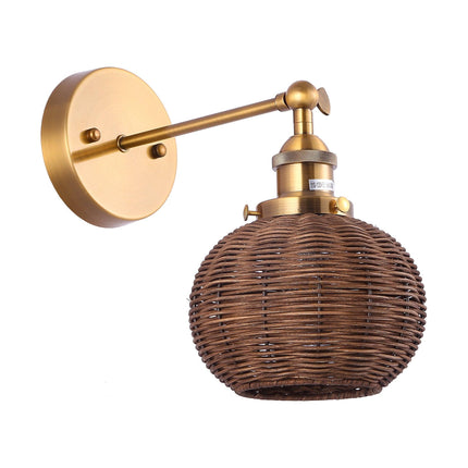 1-Light Traditional Rattan Wall Sconce Home Decor > Lighting > Wall Lighting > Wall Sconces TriadCommerceInc Golden USA