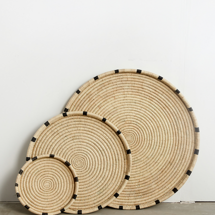 Nelisiwe Ilala Palm and Black Nesting Tray Baskets & Vessels TriadCommerceInc