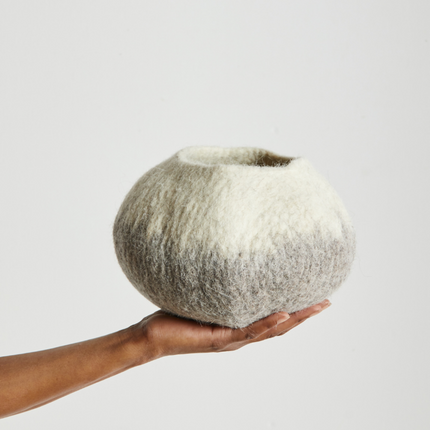 Grey Ombre Hand-Felted Wool Decorative Ukhamba Bowl All Products TriadCommerceInc