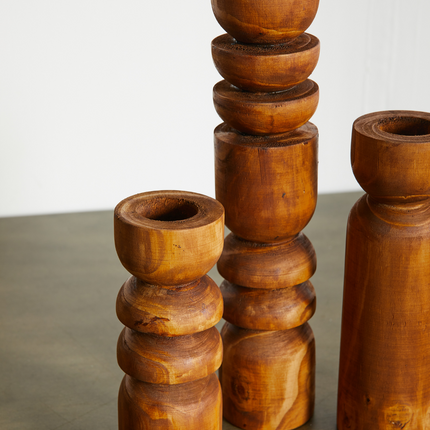 Abstract Wooden Tealight Totem Candle Holder Décor TriadCommerceInc